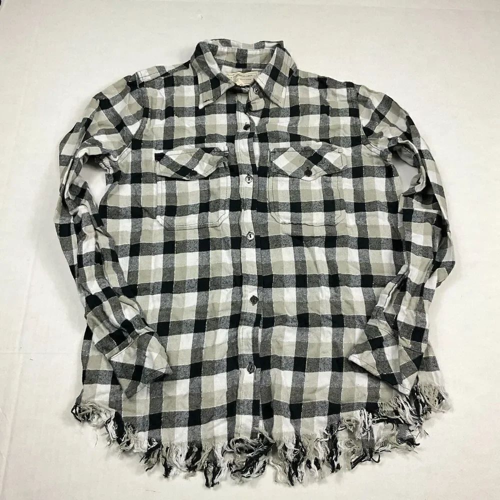 Current Elliott Womens Flannel Button Down Shirt Plaid Long Sleeve Top Size 0